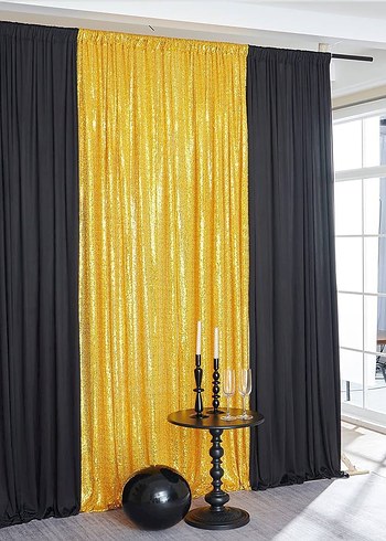 Parlak Altın Nakışlı Modern Perde - Görsel 11