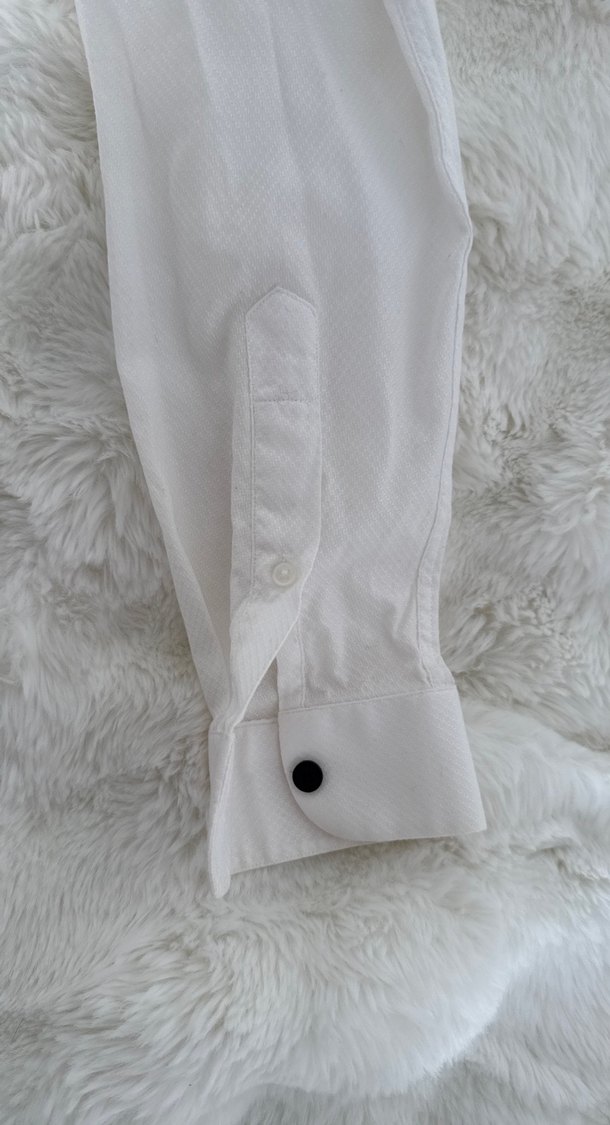 Erkek Beyaz Klasik Keten Gömlek - Görsel 5