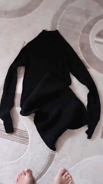 Siyah boğazlı triko elbise