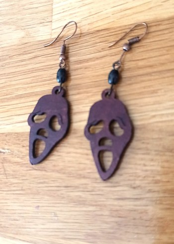  Beden Bordo Çığlık Mask figürlü deri Küpe