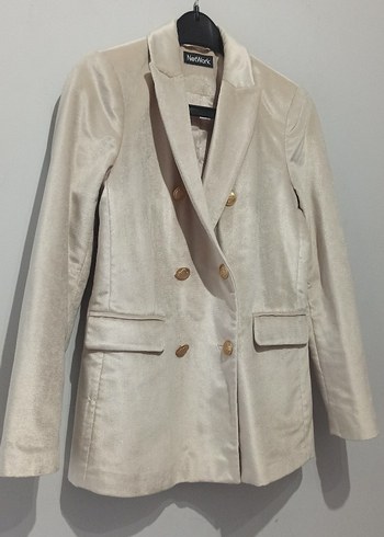 Network Bej Kadife Kadın Blazer Ceket - Görsel 2