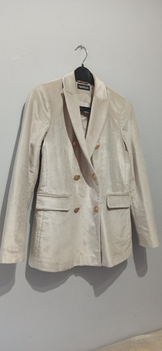 Network Bej Kadife Kadın Blazer Ceket - Görsel 2