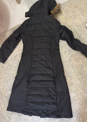 Kürk Detaylı Siyah Kadın Uzun Kış Montu - Görsel 7