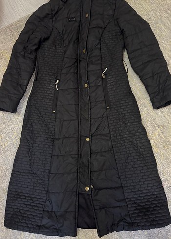 Kürk Detaylı Siyah Kadın Uzun Kış Montu - Görsel 2