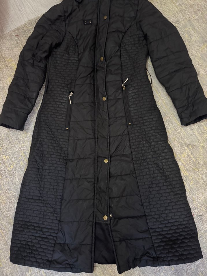 Kürk Detaylı Siyah Kadın Uzun Kış Montu - Görsel 2