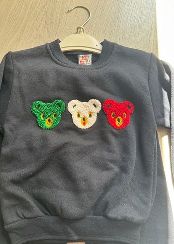 3 Yaş Beden Koyu Gri Örgü Nakışlı Bebek Erkek Takımı