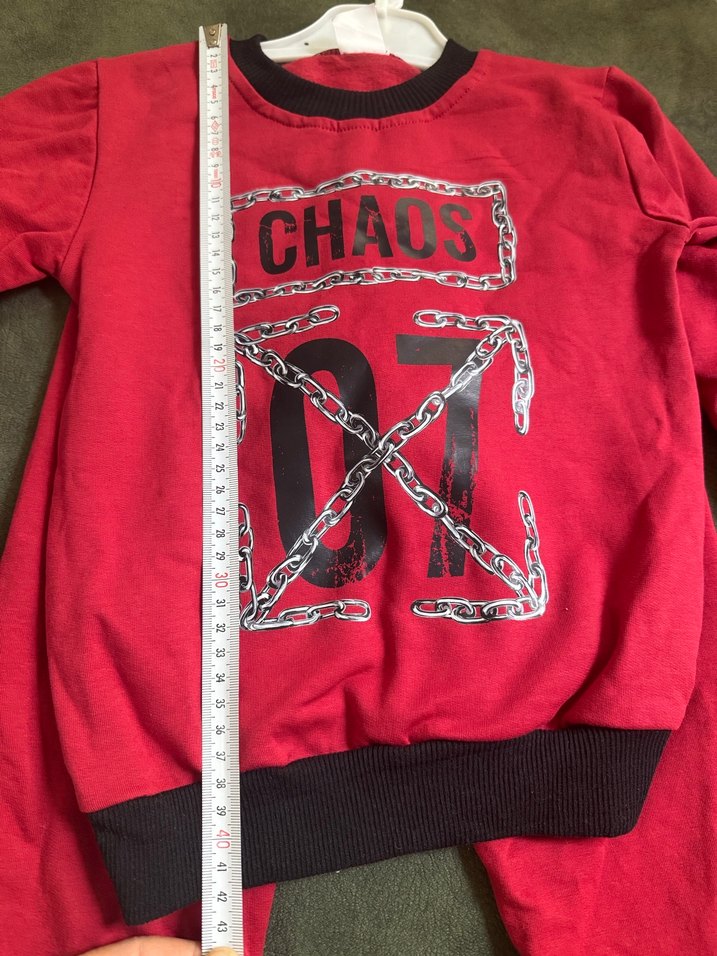 Erkek Çocuk Kırmızı Zincir Detaylı Sweatshirt - Görsel 5