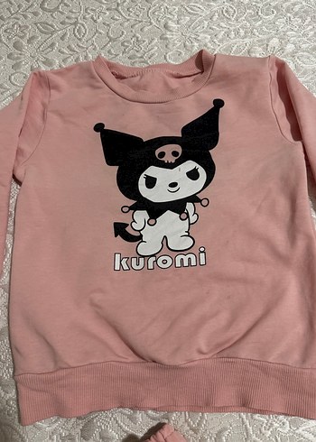 Kuromi Baskılı Pembe Kız Sweatshirt ve Eşofman - Görsel 2