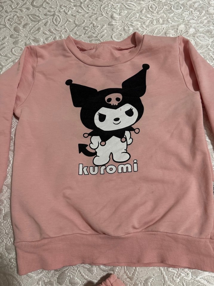 Kuromi Baskılı Pembe Kız Sweatshirt ve Eşofman - Görsel 2