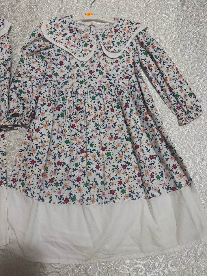 Çiçek Desenli Uzun Kollu Kız Elbisesi - Görsel 4