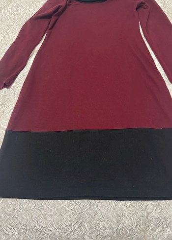 Bordo Siyah Uzun Kollu Triko Elbise - Görsel 3