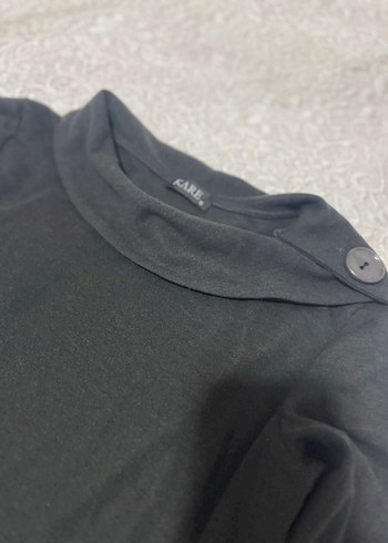 Düğmeli Siyah Uzun Kollu Uzun Elbise - Görsel 3