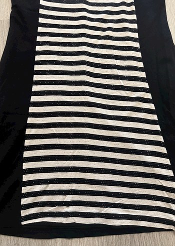 Kadın Siyah Çizgili Midi Elbise - Görsel 4