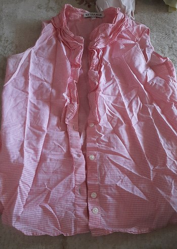 U.S Polo Assn. Pembe Kolsuz Fırfırlı Kız Bluzu