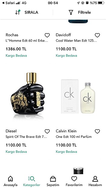  Beden Unısex ortalama 100 ml parfüm