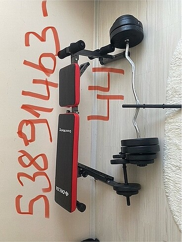 Mekik fitness sehpası barfiks ve ağırlıkları