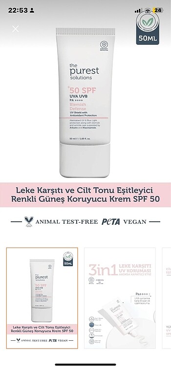 Güneşi kremi The purest