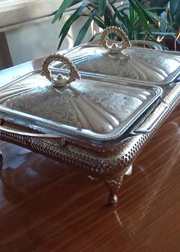 Alman Gümüşü İki Borcamlı  Kapaklı Yemek Sunumluk - Görsel 8