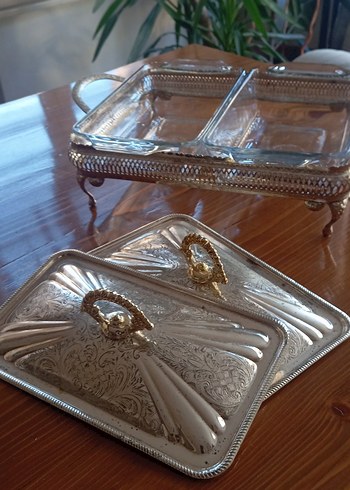 Alman Gümüşü İki Borcamlı  Kapaklı Yemek Sunumluk - Görsel 3