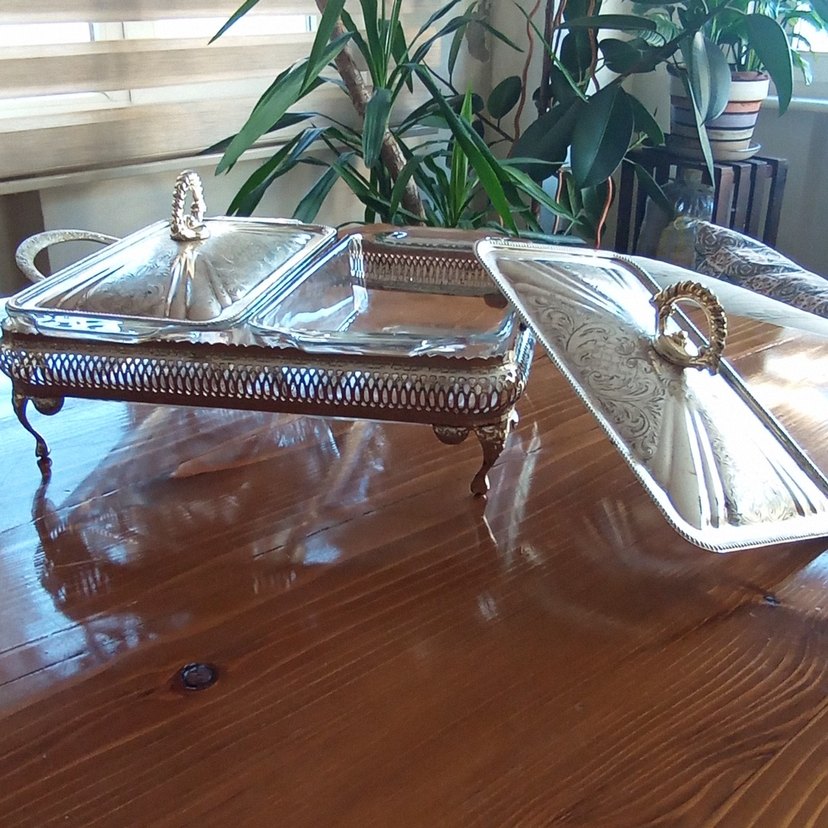 Alman Gümüşü İki Borcamlı  Kapaklı Yemek Sunumluk - Görsel 2