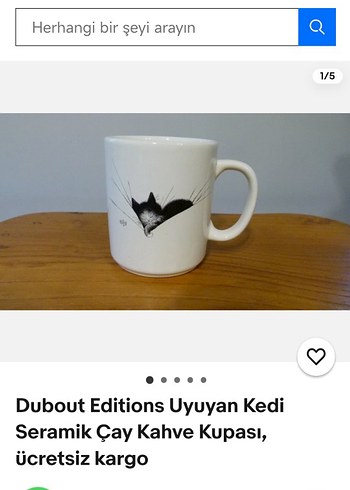 Beyaz Uyuyan Kedi Desenli Seramik Kupa - Görsel 9