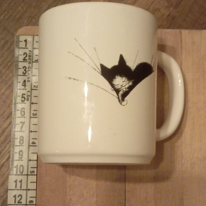 Beyaz Uyuyan Kedi Desenli Seramik Kupa - Görsel 4