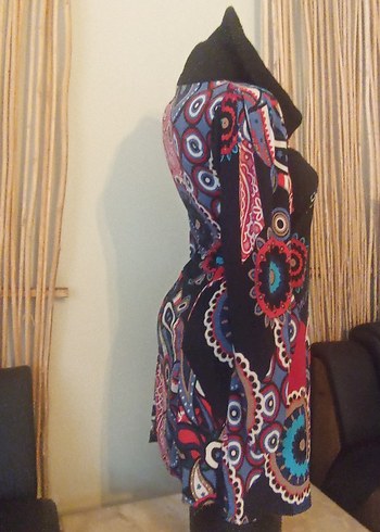 Renkli Desenli Uzun Kollu Bohem Elbise - Görsel 4