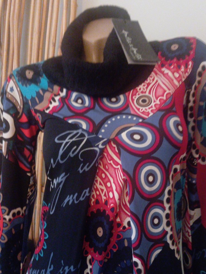 Renkli Desenli Uzun Kollu Bohem Elbise - Görsel 2