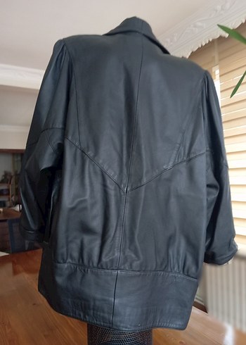 %100 Gentuıne Leather Vatkalı Drapeli Siyah  1980s Vintage Ceket - Görsel 5