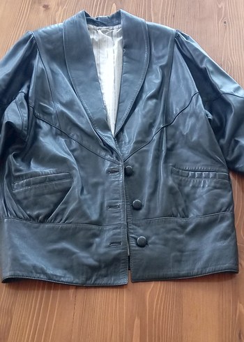 %100 Gentuıne Leather Vatkalı Drapeli Siyah  1980s Vintage Ceket - Görsel 9