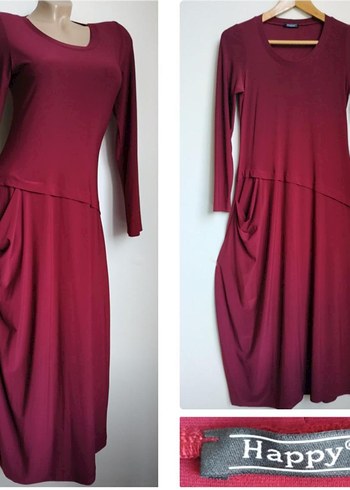 Bordo Uzun Kollu Kadın Elbise - Görsel 2