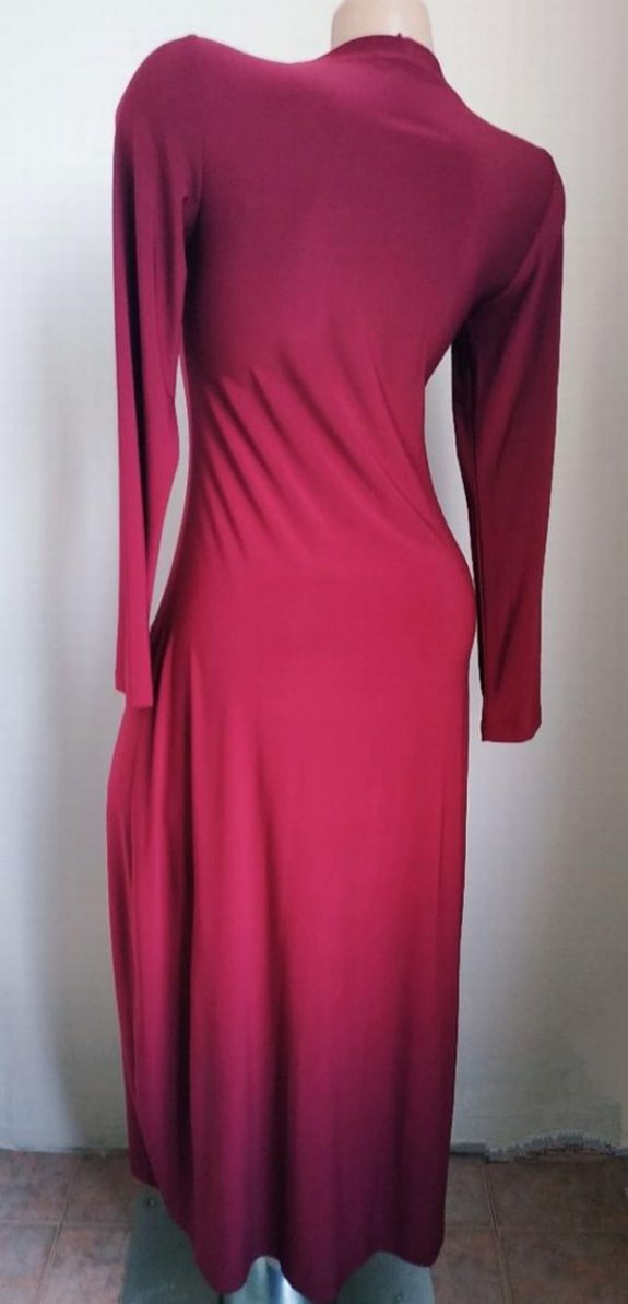 Bordo Uzun Kollu Kadın Elbise - Görsel 5