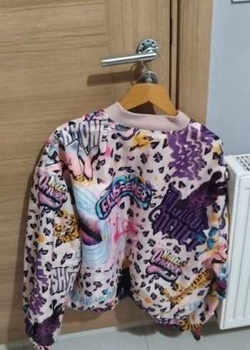 m Beden Renkli Baskılı Kadın Bomber Ceket