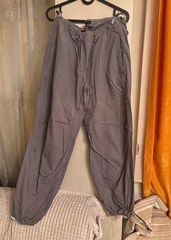 Gri Rahat Kesim Kadın kargo Pantolon - Görsel 2