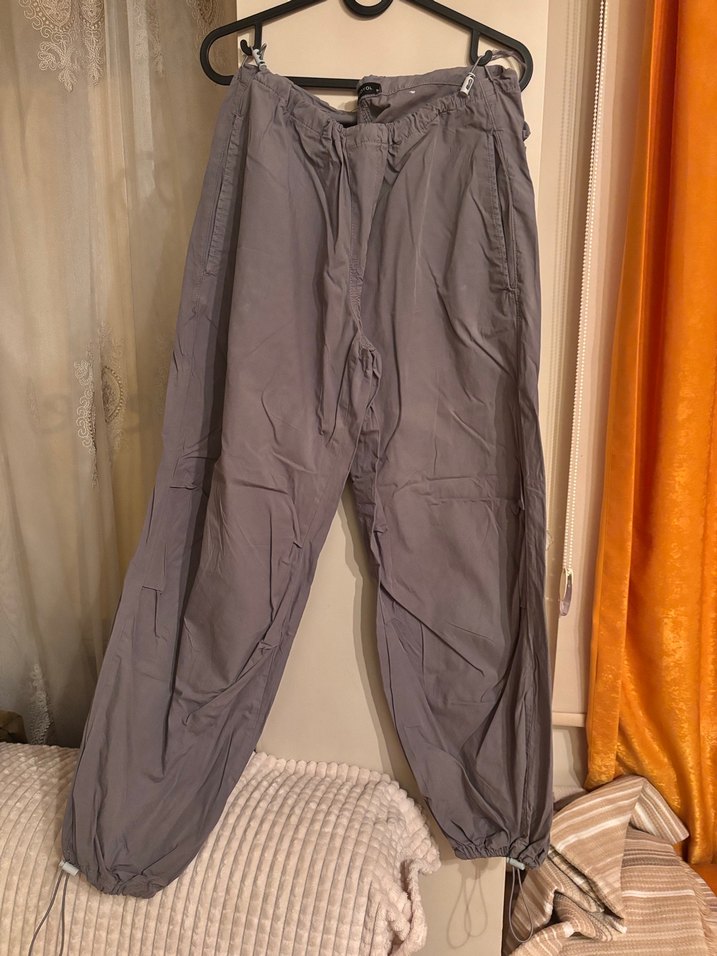 Gri  Rahat Kesim Kadın kargo Pantolon - Görsel 2