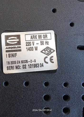 Beden siyah Renk ARÇELİK ARK 86 GR ELEKTRİKLİ GRİLL
