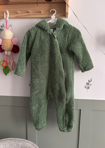 2 Yaş Beden LCW Baby Yeşil Kapüşonlu bebek peluş tulum
