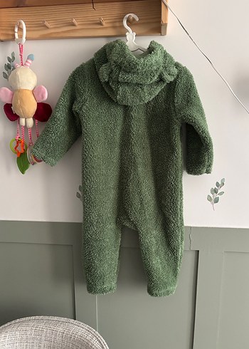 LC Waikiki LCW Baby Yeşil Kapüşonlu bebek peluş tulum