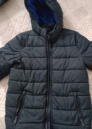 Erkek Çocuk Kapüşonlu Fermuarlı Koyu Gri Mont