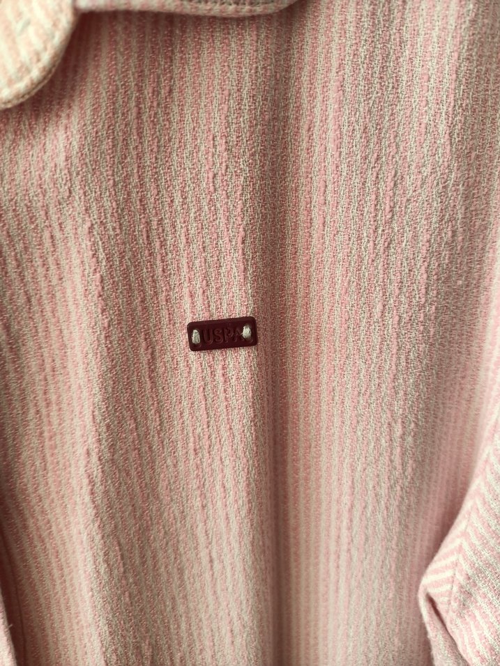 Pembe Midi Uzun Kollu Keten Gömlek Elbise 10_11 yaş - Görsel 3