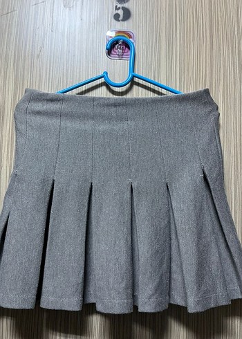 Gri Pilili Mini Etek - Görsel 2