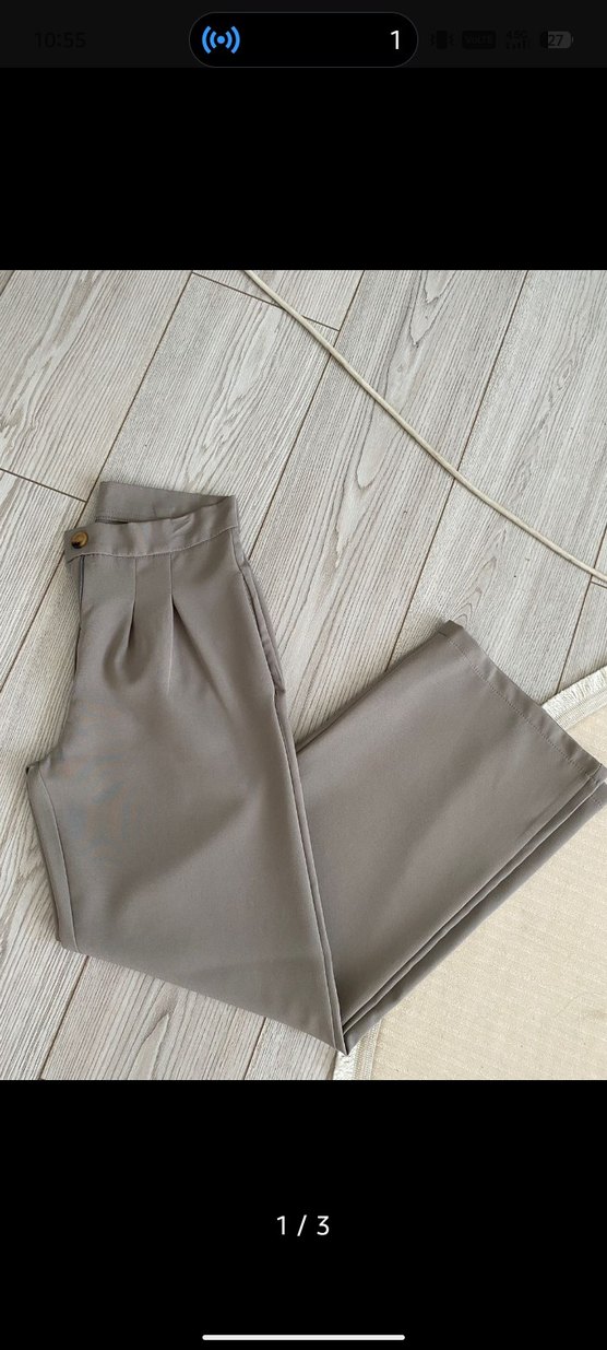 Düğmeli Keten Bej Kısa Kadın Pantolon - Görsel 2