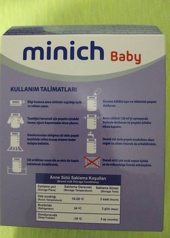  Beden Minich Baby Anne Sütü Saklama Poşeti 20'li