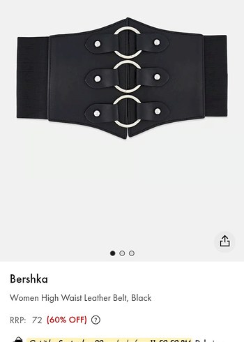 Bershka Siyah Deri Yüksek Bel Kemer