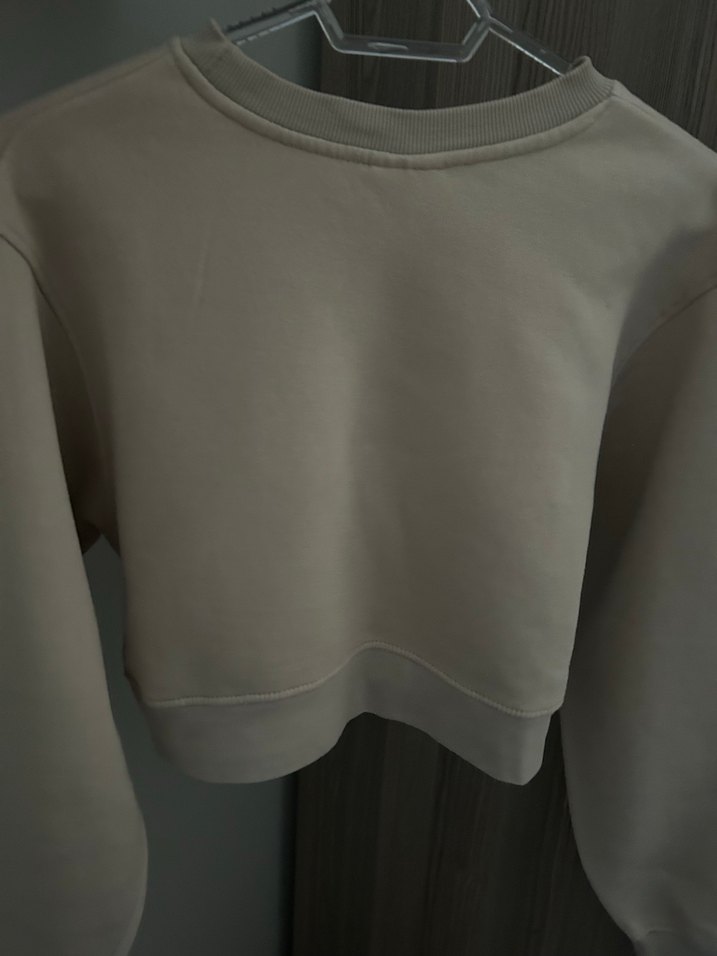 Pull n bear Bej Kadın Crop Sweatshirt - Görsel 4