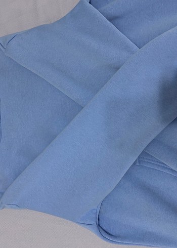 Kadın Mavi Kapüşonlu Sweatshirt - Görsel 5