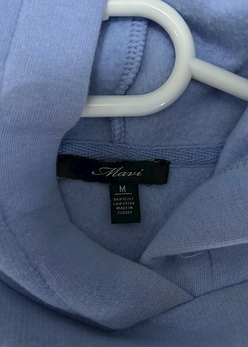 Kadın Mavi Kapüşonlu Sweatshirt - Görsel 8