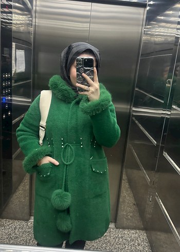 Angora Yeşil Midi Kadın Kaban