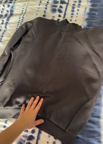 Gri Yüksek Yakalı Kadın Sweatshirt - Görsel 3