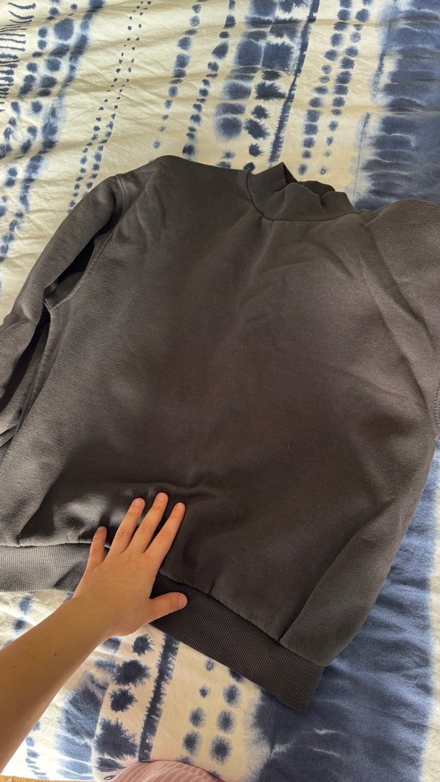 Gri Yüksek Yakalı Kadın Sweatshirt - Görsel 3